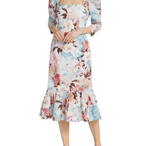 Cara Cara Japanese Floral Print Midi Dress